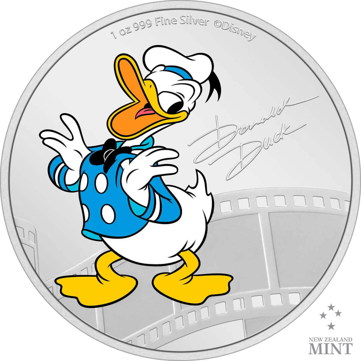 2023 Niue Mickey and Friends Donald Duck 1oz Silver Colorized Proof Coin Ploutosgs Front