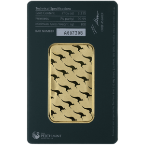 100 Gram Gold Bar Perth reverse