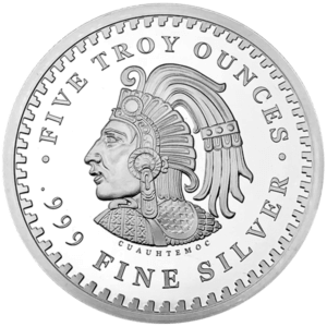 5 Oz Silver Round Aztec Calendar reverse