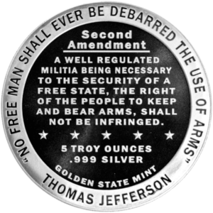 5 Oz Silver Round Second Amendment Golden State Mint reverse