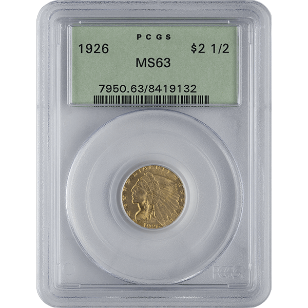 $2.5 U.s. Gold Indian Pcgs63