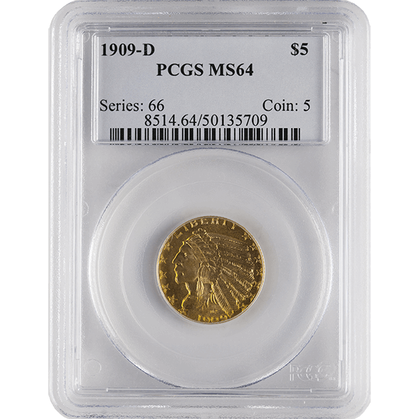 $5 U.s. Gold Indian Pcgs64