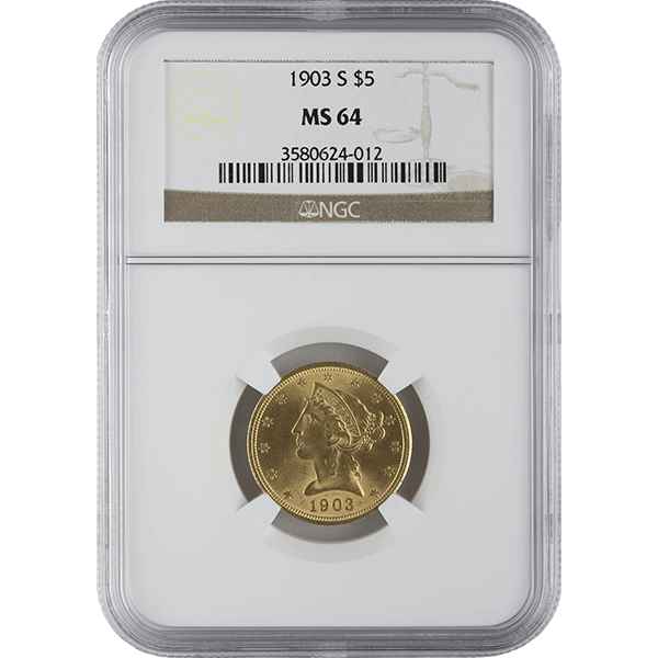 $5 U.s. Gold Liberty Ngc Ms64