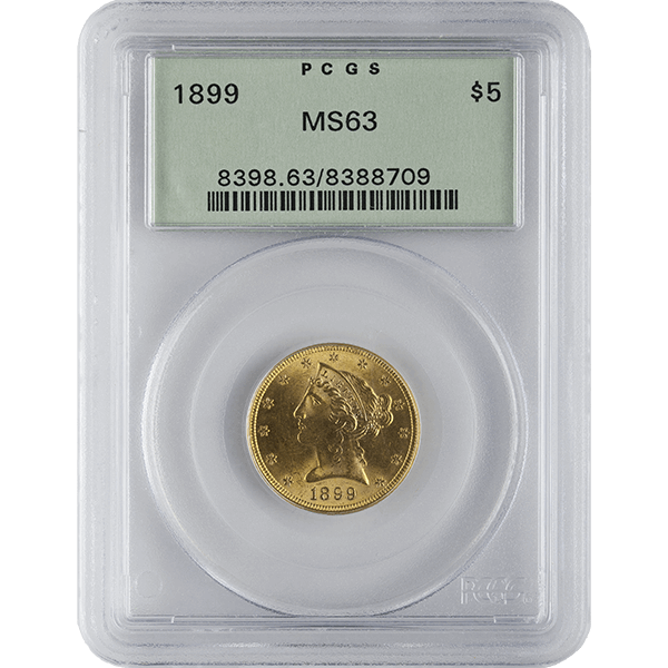 $5 U.s. Gold Liberty Pcgs63