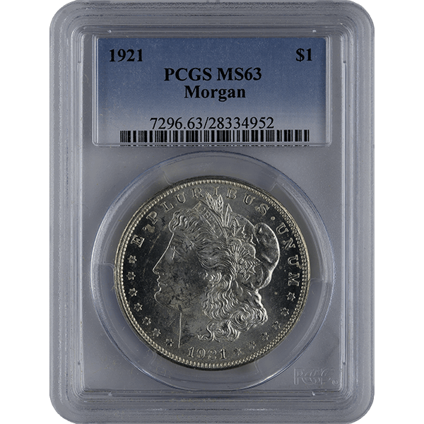 1921 American Silver Morgan Dollar Pcgs63