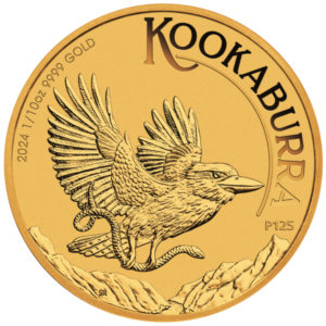 a gold coin with a bird on it, the gold bullion kookaburra