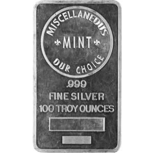 100 Oz Silver Bar front view from Ploutos Gold & Silver