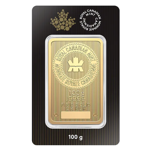 100 Gram Gold Bar Rcm front