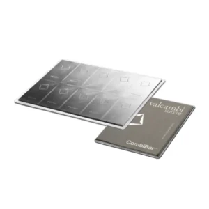100 Gram Silver Combi Bar Valcambi 10 X 10 front view from Ploutos Gold & Silver