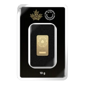 10 Gram Gold Bar Rcm front view from Ploutos Gold & Silver