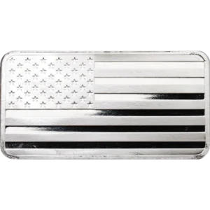 10 Oz Silver Bar Flag Highland Mint front view from Ploutos Gold & Silver