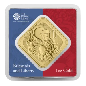 1 Oz Gold Bar Britannia And Liberty front view from Ploutos Gold & Silver