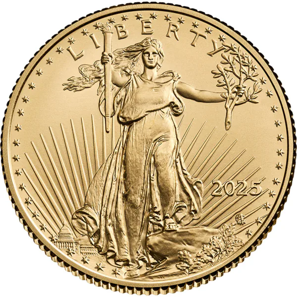 1/10 Oz American Gold Eagle(on hand) reverse view from Ploutos Gold & Silver