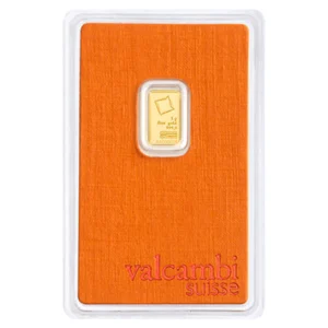 1 Gram Gold Bar Valcambi front view from Ploutos Gold & Silver
