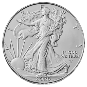 2026 1 Oz American Silver Eagle front view from Ploutos Gold & Silver