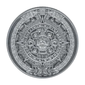 1/10 Oz Silver Round Aztec Calendar front view from Ploutos Gold & Silver