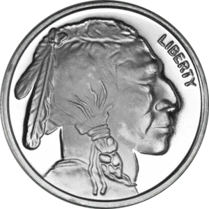 1 Oz Silver Round Buffalo front view from Ploutos Gold & Silver