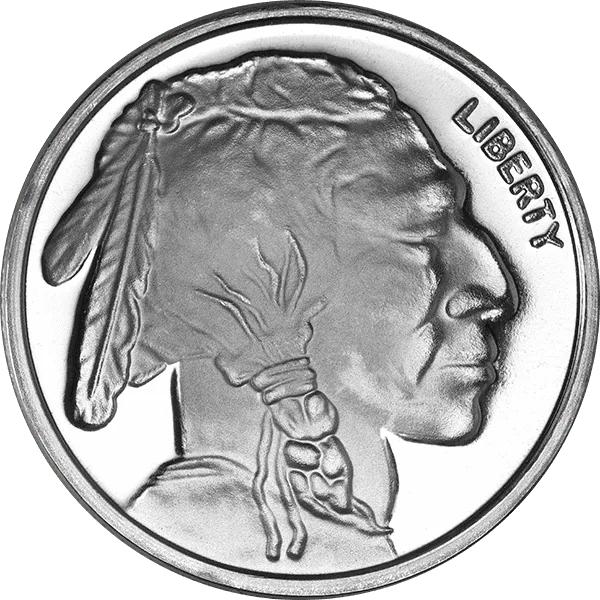 1 Oz Silver Round Buffalo front view from Ploutos Gold & Silver