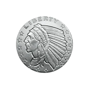 1/10 Oz Silver Round Incuse Indian Design Golden State Mint front view from Ploutos Gold & Silver