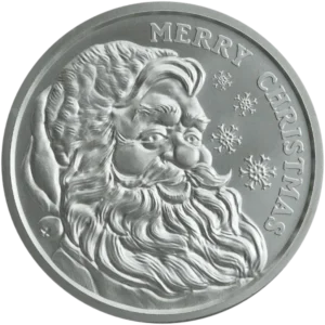 2025 1 Oz Silver Round Christmas Santa Golden State Mint front view from Ploutos Gold & Silver