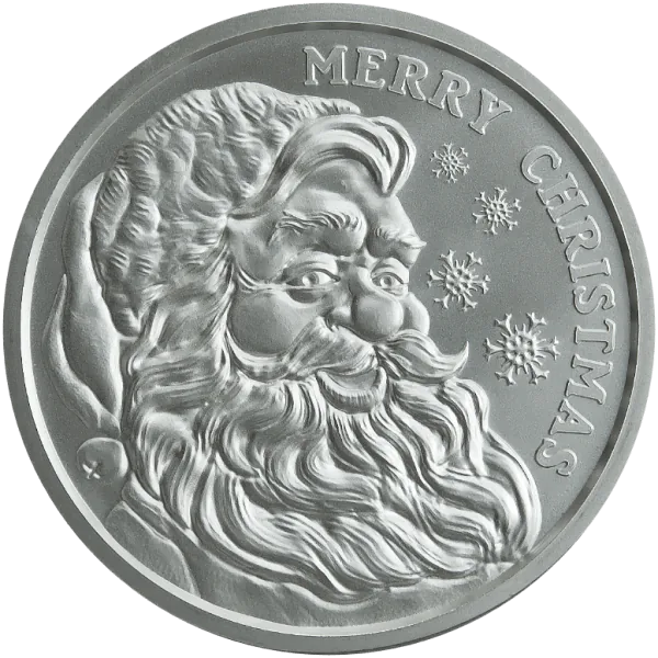 2025 1 Oz Silver Round Christmas Santa Golden State Mint front view from Ploutos Gold & Silver