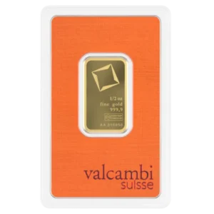 1/2 Oz Gold Bar Valcambi front view from Ploutos Gold & Silver