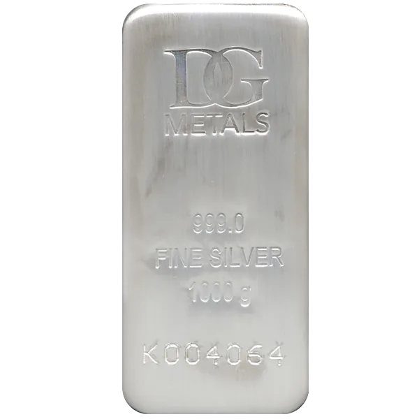 Kilo Silver Bar Dillon Gage front view from Ploutos Gold & Silver
