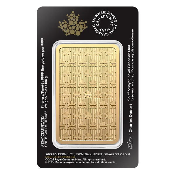 100 Gram Gold Bar Rcm reverse