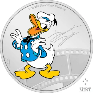 2023 Niue Disney Mickey and Friends Donald Duck 1oz Silver Colorized Proof Coin front view from Ploutos Gold & Silver