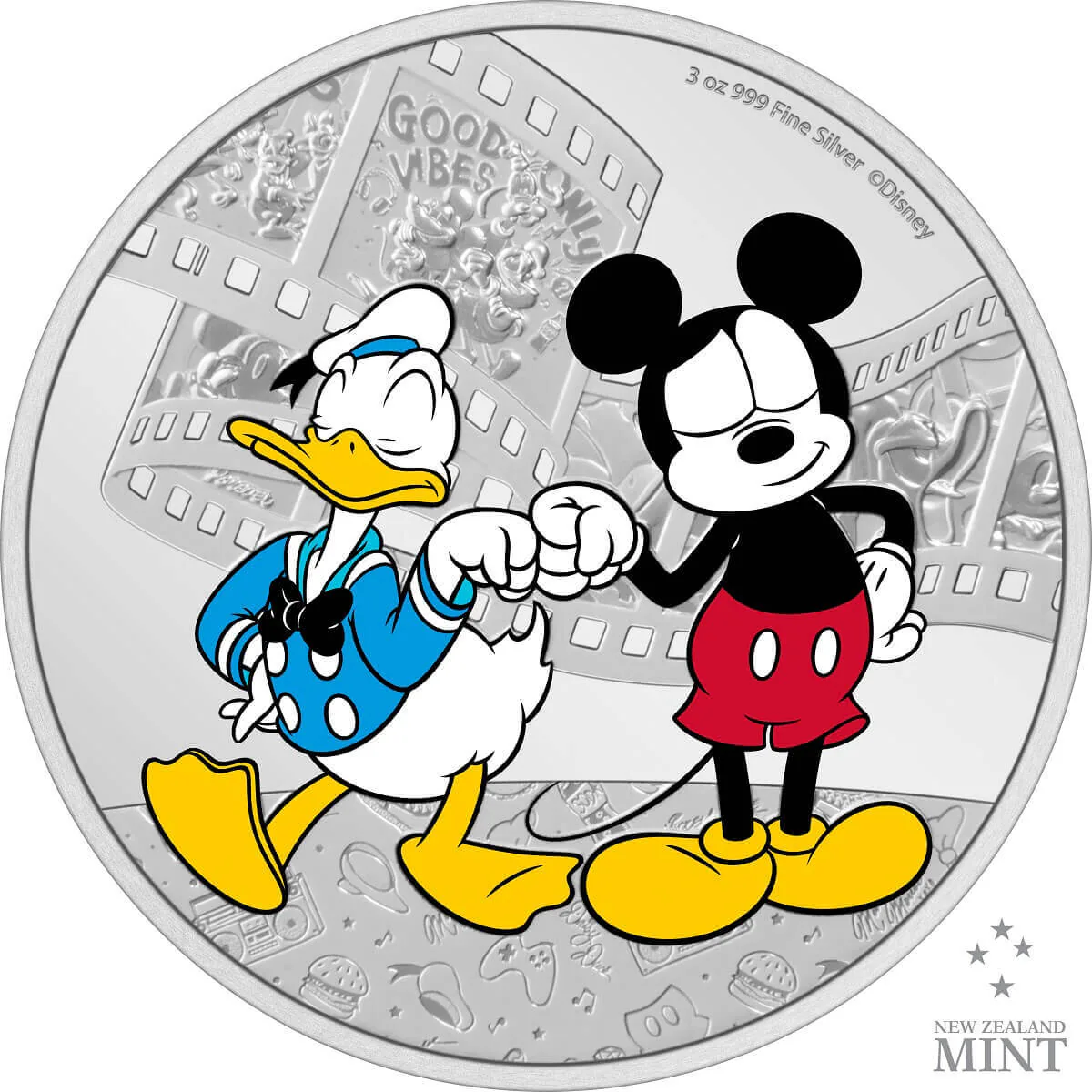 2023 Niue Disney Mickey and Friends 3oz Silver Proof Coin front view from Ploutos Gold & Silver