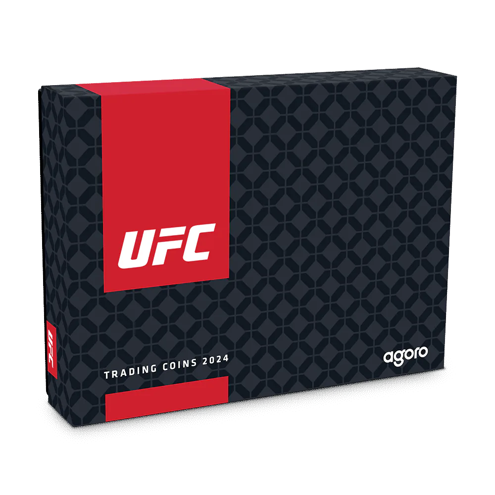 2024 Niue UFC Mint Trading Coins Mystery Sealed Set detail view from Ploutos Gold & Silver