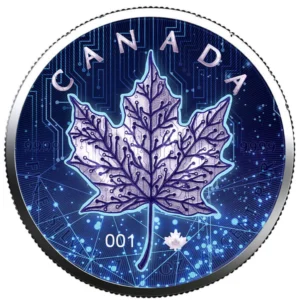 Canada 2022 Maple Leaf 1oz .9999 Silver AI Coin - Limited Edition front view from Ploutos Gold & Silver
