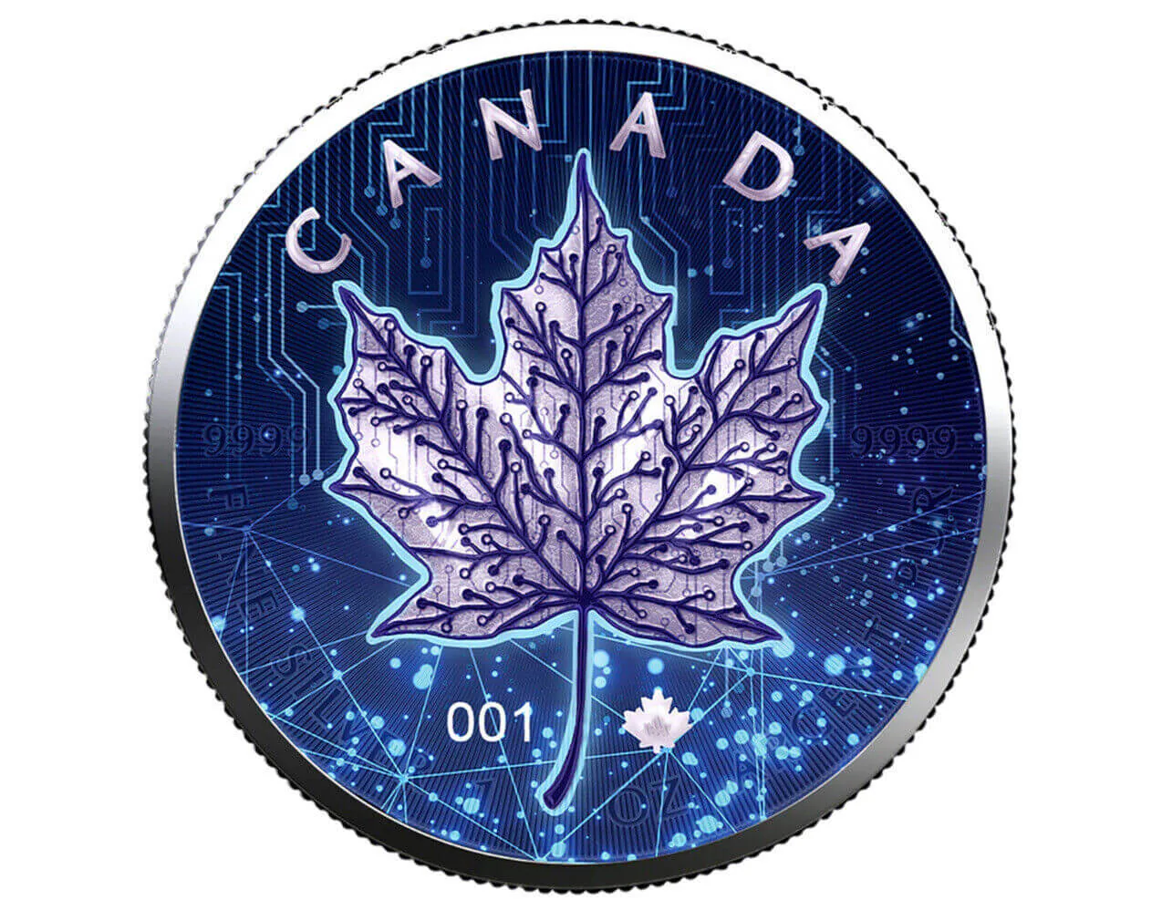 Canada 2022 Maple Leaf 1oz .9999 Silver AI Coin - Limited Edition front view from Ploutos Gold & Silver
