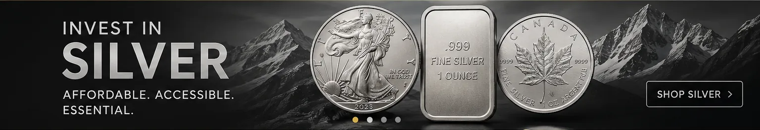 Silver coins and bars from Ploutos Gold and Silver