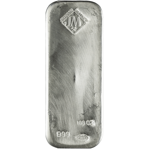 100 OZ SILVER BAR JOHNSON MATTHEY — obverse