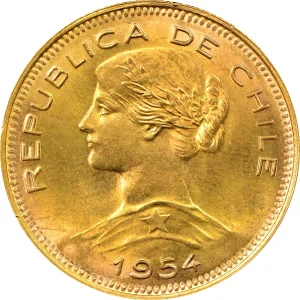 100 PESO CHILE GOLD COIN — obverse