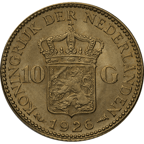 10 GUILDER HOLLAND GOLD COIN — obverse