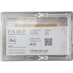 10 OZ GOLD BAR PAMP — reverse