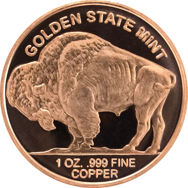 1 OZ COPPER ROUND BUFFALO — reverse