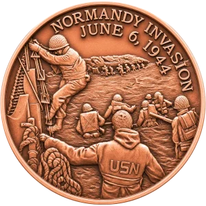 1 OZ COPPER ROUND NORMANDY — obverse