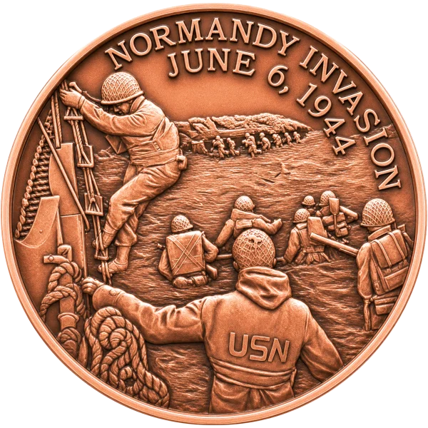 1 OZ COPPER ROUND NORMANDY — obverse