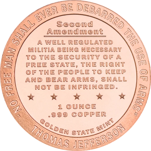 1 OZ COPPER ROUND SECOND AMENDMENT — reverse