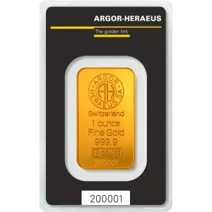 1 OZ GOLD BAR ARGOR-HERAEUS KINEBAR — reverse