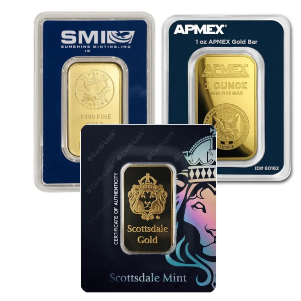 1 OZ GOLD BAR IN A CERT CARD HOLDER — obverse