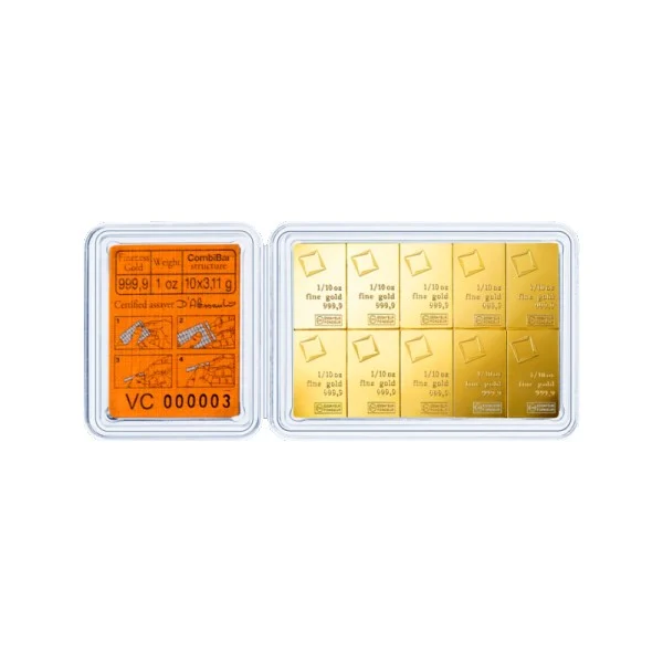 1 OZ GOLD COMBI-BAR VALCAMBI 10 x 1/10 OZ — reverse