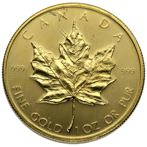 1 OZ CANADIAN GOLD MAPLE LEAF SCRUFFY — obverse