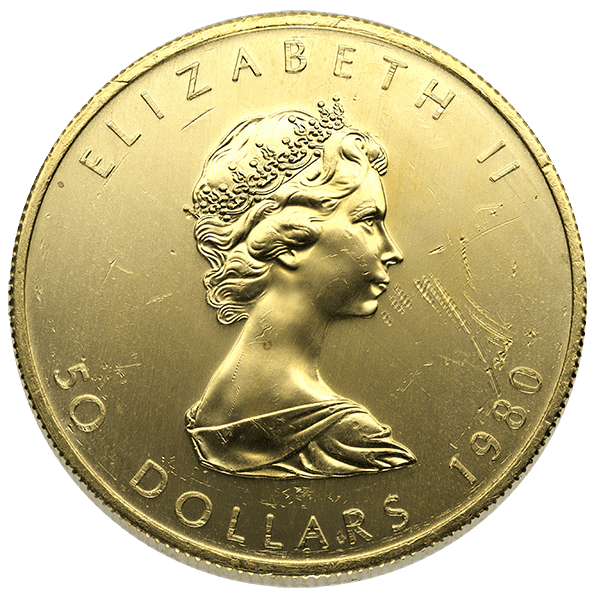1 OZ CANADIAN GOLD MAPLE LEAF SCRUFFY — reverse