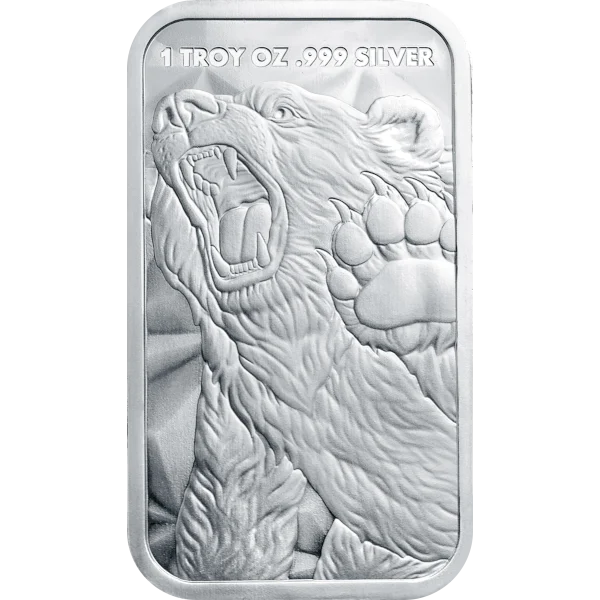 1 OZ SILVER BAR BULL AND BEAR GOLDEN STATE MINT — reverse