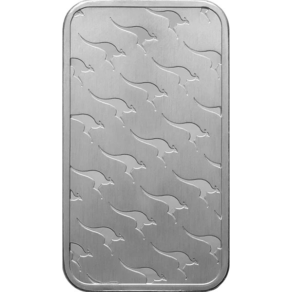 1 OZ SILVER PERTH MINT KANGAROO BAR — reverse