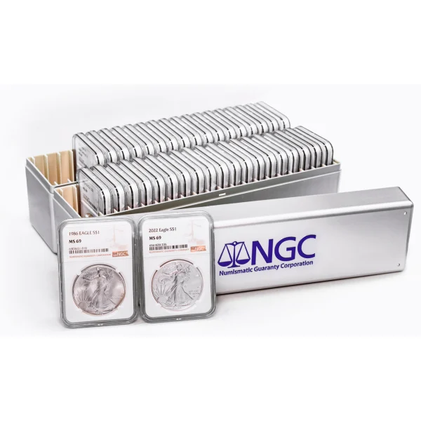 1986-2026 1 OZ AMERICAN SILVER EAGLE SET OF 42 COINS — obverse